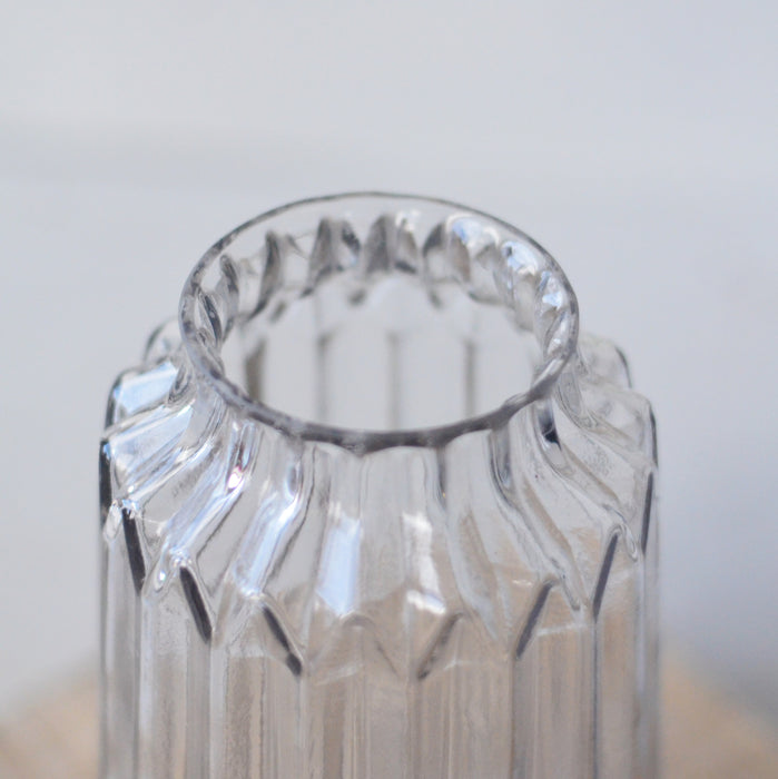 Large Ridged Glass Vase Clear